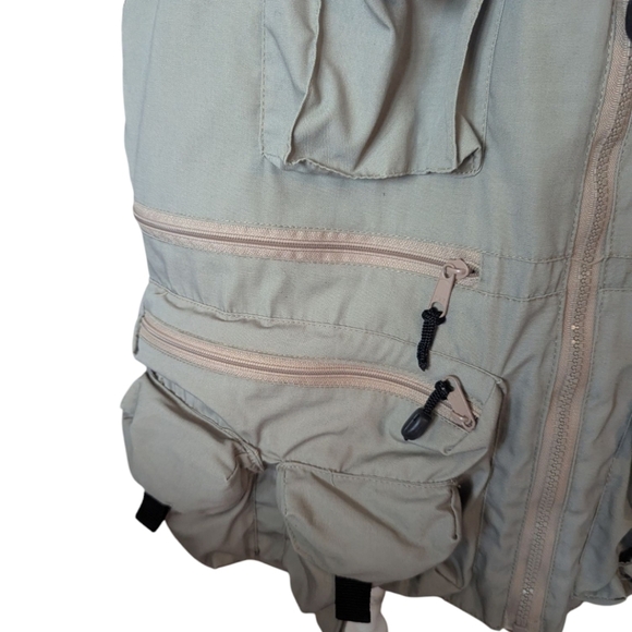 gorpcore Khaki Utility Vest with Multiple Pockets Machu Picchu Embroidered Sz M - Picture 4 of 12